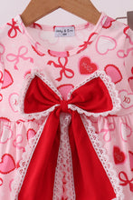 Load image into Gallery viewer, Red heart bow print bloomer set
