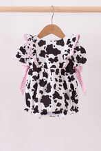 Load image into Gallery viewer, Black cow bow ruffle bubble
