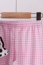 Load image into Gallery viewer, Black cow bow ruffle pants set
