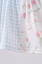 Load image into Gallery viewer, Blue floral ruffle bloomer set
