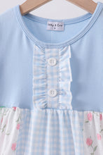 Load image into Gallery viewer, Blue floral ruffle dress
