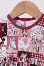 Load image into Gallery viewer, Pink checkered farm bamboo ruffle bubble
