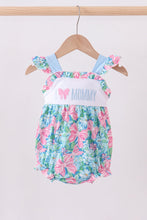 Load image into Gallery viewer, Blue I love MOMMY embroidery ruffle bubble
