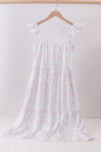 Load image into Gallery viewer, Blue starfish shell tiered women dress
