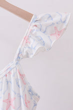 Load image into Gallery viewer, Blue starfish shell tiered women dress
