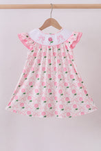 Load image into Gallery viewer, Pink bow hydrangea smocked dress
