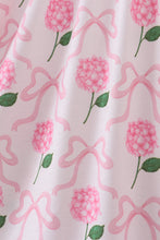 Load image into Gallery viewer, Pink bow hydrangea smocked dress
