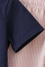 Load image into Gallery viewer, Navy seersucker Game Day Sports embroidery stripe pants set
