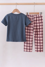 Load image into Gallery viewer, Navy puppy football applique pants set
