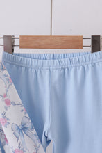 Load image into Gallery viewer, Blue bow floral smocked pants set

