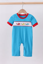 Load image into Gallery viewer, Blue Dr. Seuss smocked romper
