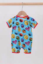 Load image into Gallery viewer, Blue character print bamboo romper
