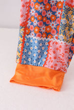 Load image into Gallery viewer, Orange floral patchwork bamboo women pants
