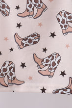 Load image into Gallery viewer, Western cowboy boots smocked shorts set
