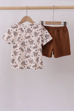 Load image into Gallery viewer, Western cowboy boots smocked shorts set
