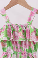 Load image into Gallery viewer, Pink floral ruffle jumpsuit
