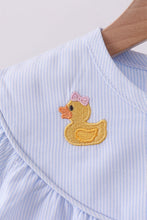 Load image into Gallery viewer, Blue duck embroidery stripe ruffle dress
