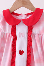 Load image into Gallery viewer, Red valentine's day heart embroidery ruffle dress
