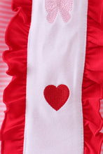Load image into Gallery viewer, Red valentine's day heart embroidery ruffle dress
