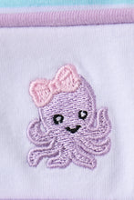 Load image into Gallery viewer, Blue octopus embroidery stripe ruffle dress
