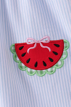 Load image into Gallery viewer, Blue watermelon stripe ruffle shorts set

