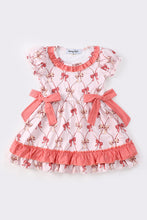 Load image into Gallery viewer, Pink bow print girl ruffle dress
