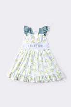 Load image into Gallery viewer, Teal floral print MAMA&#39;S GIRL embroidery dress
