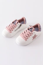 Load image into Gallery viewer, White pink star glitter sneaker (toddler to big kids)
