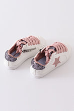 Load image into Gallery viewer, White pink star glitter sneaker (toddler to big kids)
