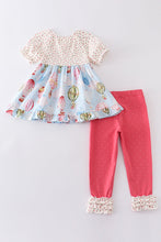 Load image into Gallery viewer, Platinum balloon print floral ruffle girl set
