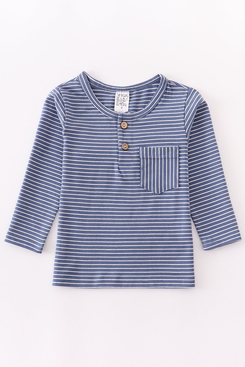 NAVY STRIPE POCKET SHIRT