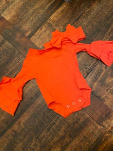 Load image into Gallery viewer, CORAL BELL SLEEVE ONESIE W HEADBAND
