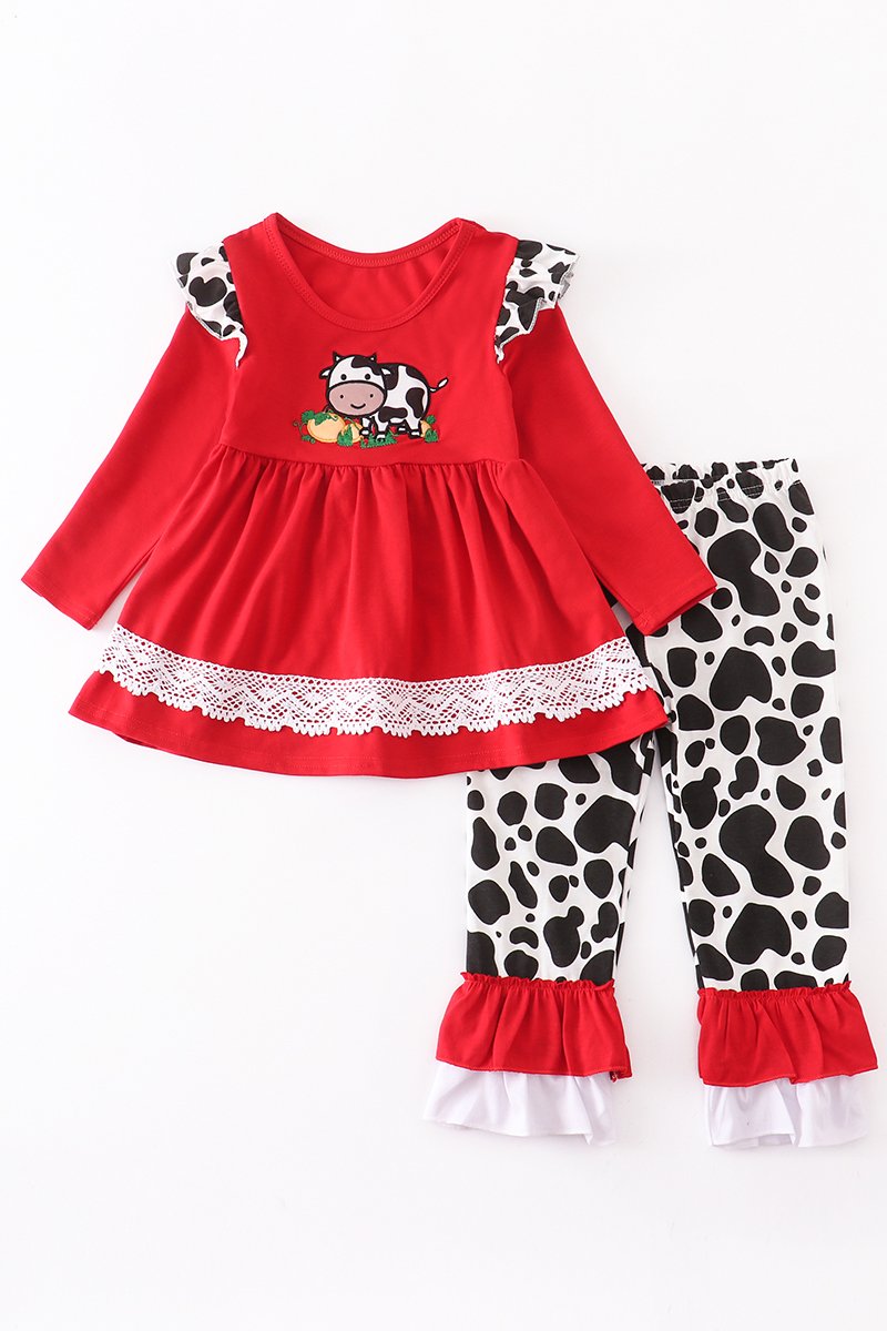 RED COW - RUFFLE SET