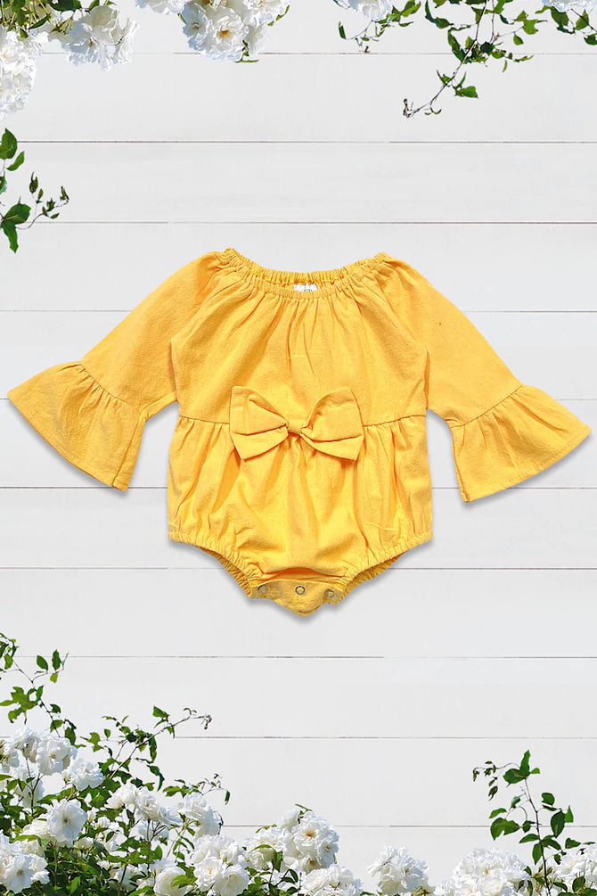 YELLOW BOW FRONT ONESIE