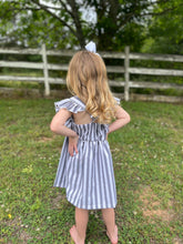 Load image into Gallery viewer, GRAY STRIPED SUMMER DRESS
